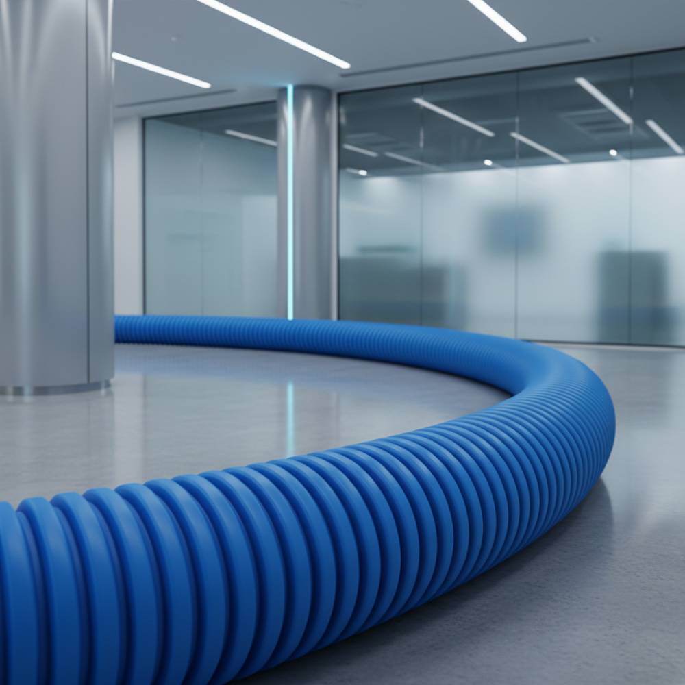 Eletroduto PEAD corrugado azul para proteção de cabos de telecomunicações