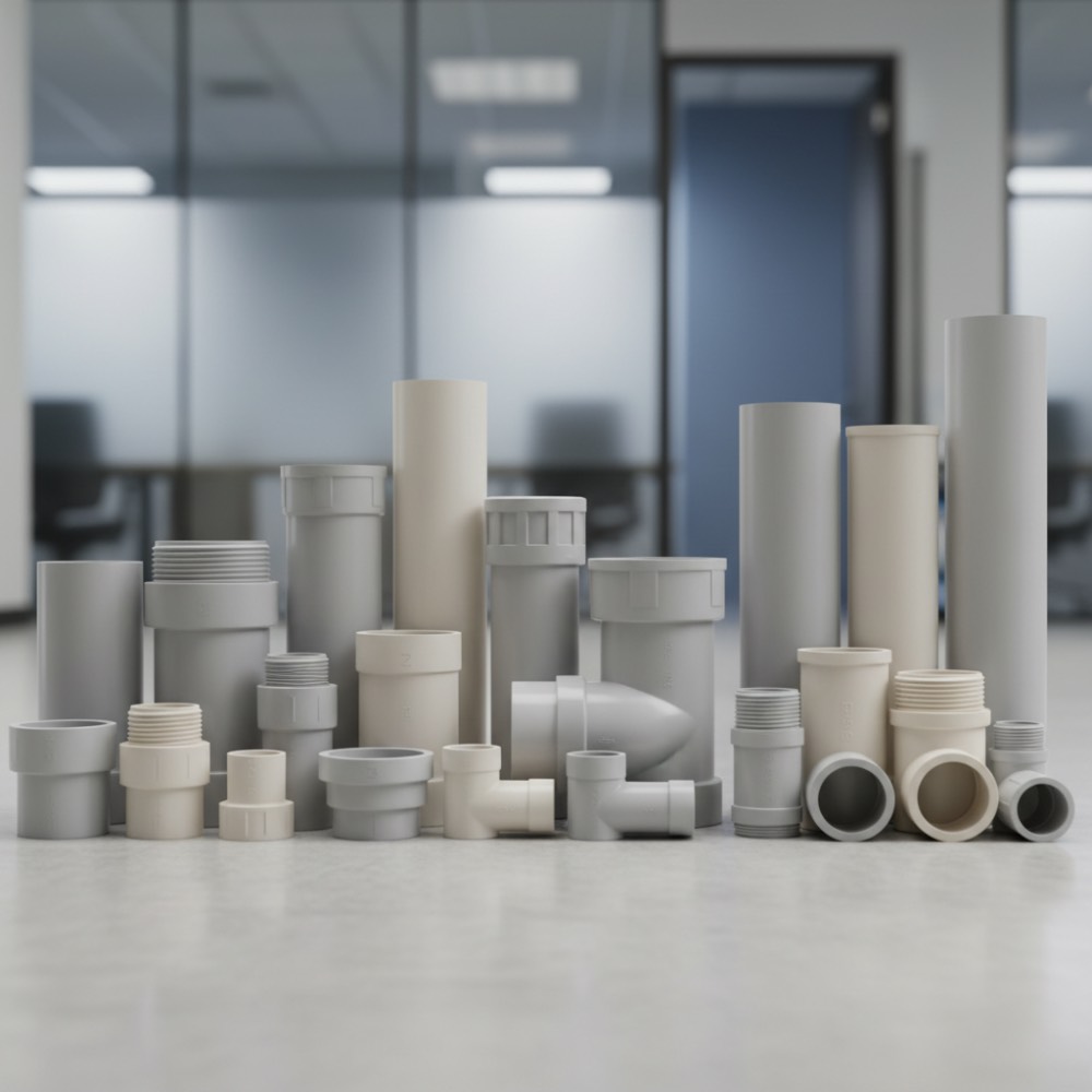 Conjunto de tubos e conexões Amanco para água fria, prontos para instalação em sistemas prediais.