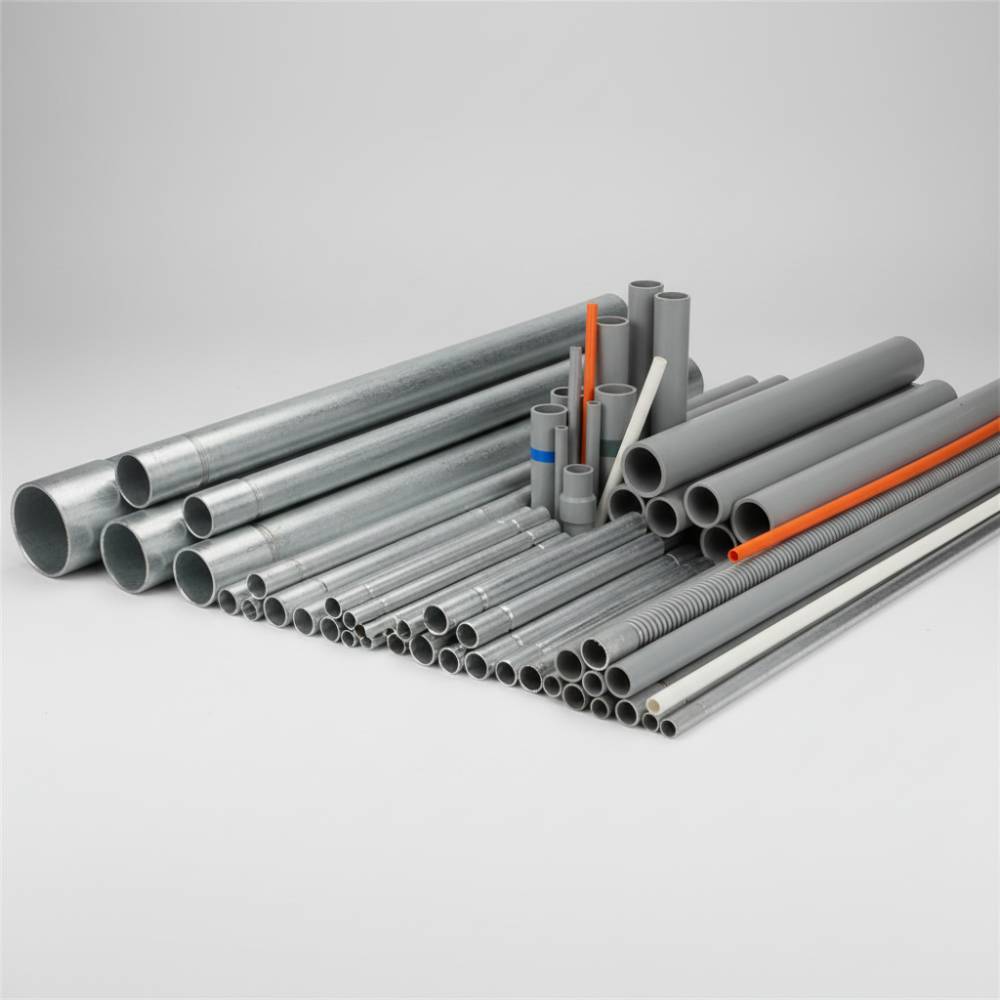 Variedade de eletrodutos metálicos e de PVC para diferentes tipos de instalações elétricas