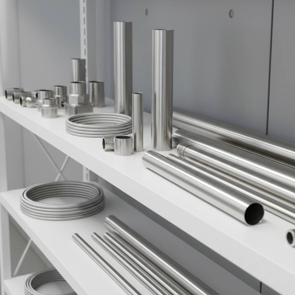 Eletrodutos inox de diferentes bitolas para projetos elétricos
